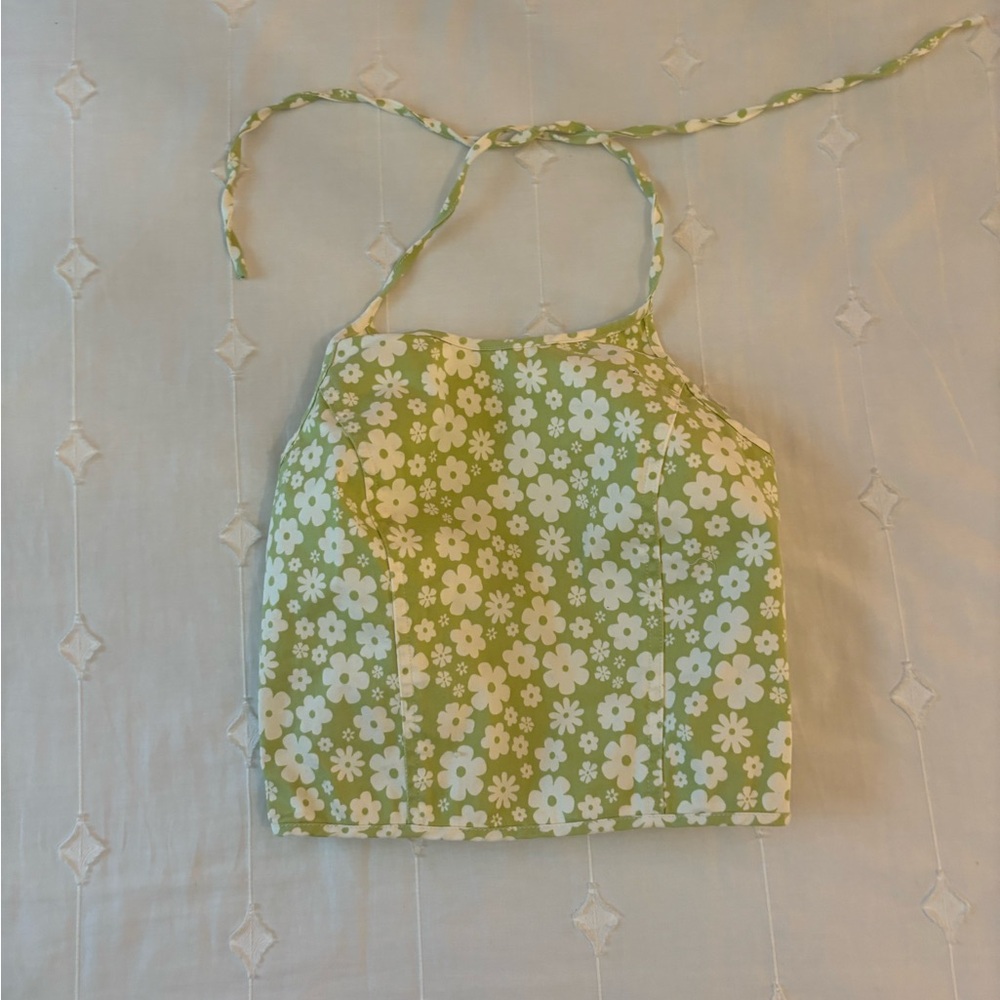 Forever 21 Green Floral Halter Top